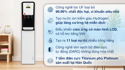 Máy lọc nước điện giải ion kiềm nóng nguội lạnh ROBOT UHC-6711X 4 lõi 7 tấm điện cực