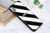 Ốp iPhone X/Xs nhựa cứng viền Tempered Glass SRM512 Sọc chéo Trắng