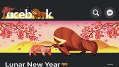  Cách đổi logo Facebook sang hình Trâu Vàng với cây hoa Đào để đón Tết 