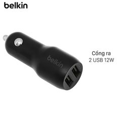  Sạc xe hơi 2 cổng 2.4A Belkin CCB001 Đen 