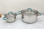  Bộ hai nồi inox 3 đáy nắp kiếng 16 cm & 24 cm Hommy CW-S051-4 