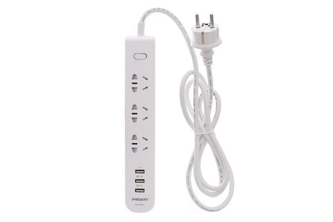 Ổ cắm điện 3 lỗ 3 USB 1.8m Pisen 303(EP) Trắng