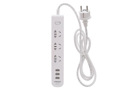 Ổ cắm điện 3 lỗ 3 USB 1.8m Pisen 303(EP) Trắng