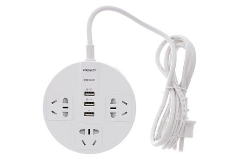 Ổ cắm điện 3 lỗ 3 USB 1.8m Pisen KY-33(EP) Trắng