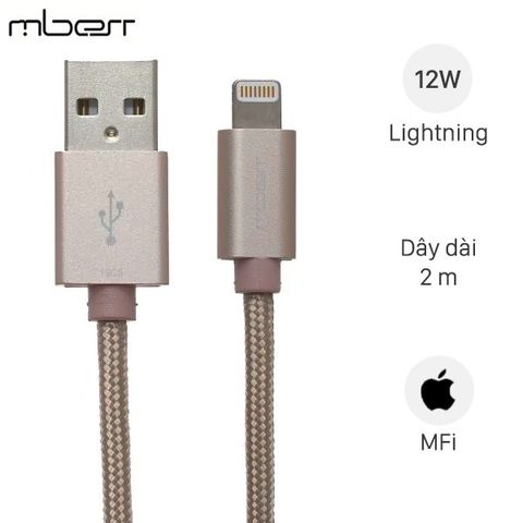Cáp Lightning MFI 2 m Mbest DS287-WB Gold