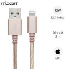  Cáp Lightning MFI 2m Mbest DS951-WB Gold 