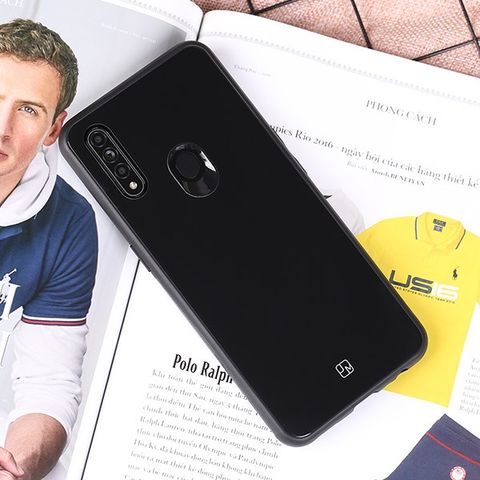 Ốp lưng Oppo A31 nhựa cứng viền dẻo Glass Duo JM Đen
