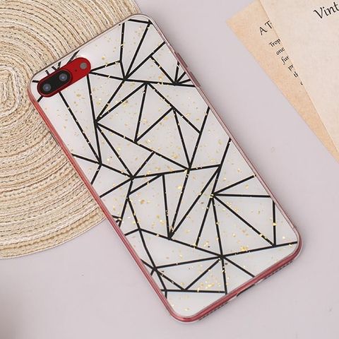 Ốp lưng iPhone 7 Plus/ 8 Plus Nhựa dẻo Epoxy acrylic with golden foil MEEKER CN102509 Đường kẻ