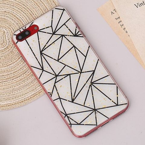 Ốp lưng iPhone 7 Plus/ 8 Plus Nhựa dẻo Epoxy acrylic with golden foil MEEKER CN102509 Đường kẻ