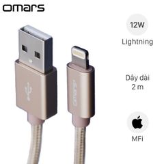  Cáp Lightning MFI 2 m Omars OMLC060P Gold 