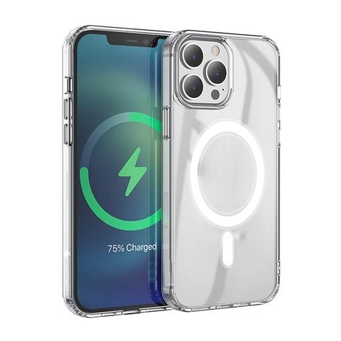Ốp lưng iPhone 13 Pro Max Nhựa dẻo MAGSAFE CRTSTAL JM Viền Trắng