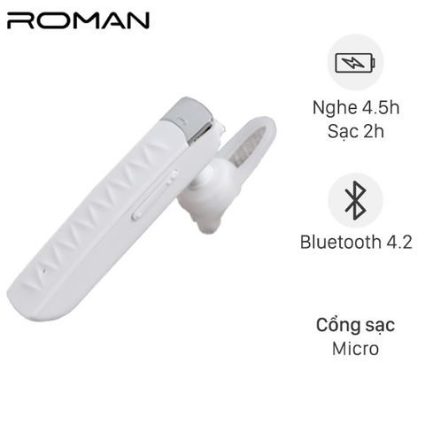 Tai nghe Bluetooth Roman R551N Trắng