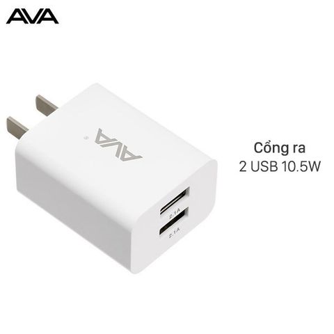 Adapter Sạc 2.1A Dual AVA U215A Trắng