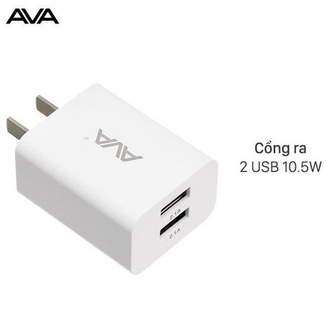 Adapter Sạc 2.1A Dual AVA U215A Trắng