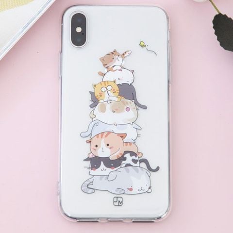 Ốp lưng iPhone X Nhựa dẻo in hình Simple JM Mèo nhỏ Pbag