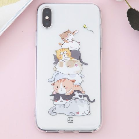 Ốp lưng iPhone X Nhựa dẻo in hình Simple JM Mèo nhỏ Pbag