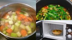  Nấu canh bằng nồi thường, nồi cơm điện, lò vi sóng để đậm vị thơm ngon 