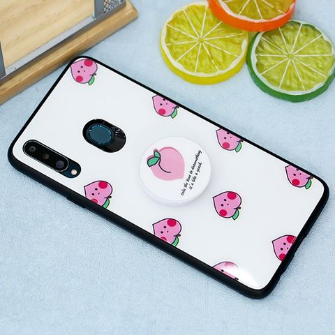 Ốp A20s cứng viền dẻo Tempered glass Ring OSMIA CKTG228 Đào Trắng