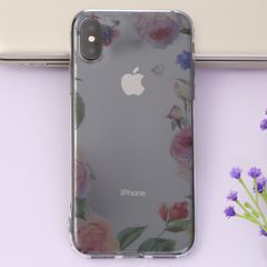  Ốp lưng iPhone X Nhựa dẻo in hình Transparent COSANO Hoa hồng 