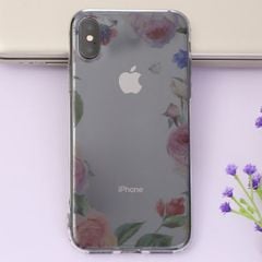 Ốp lưng iPhone X Nhựa dẻo in hình Transparent COSANO Hoa hồng 