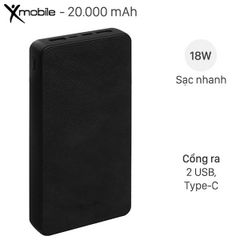  Pin sạc dự phòng Polymer 20.000mAh Type C PD QC3.0 Xmobile PowerBox P69D Đen 