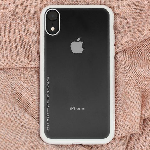 Ốp lưng iPhone XR Nhựa cứng viền dẻo Glass simple II JM trắng
