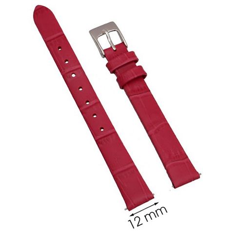 Dây da đồng hồ size 12mm Hồng Đậm L007-01-12