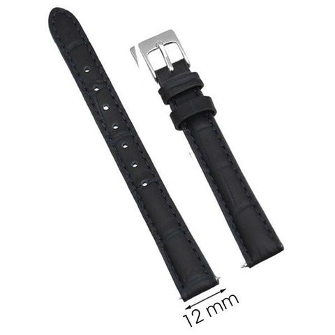 Dây da đồng hồ size 12mm Xanh Đậm L019-01-12
