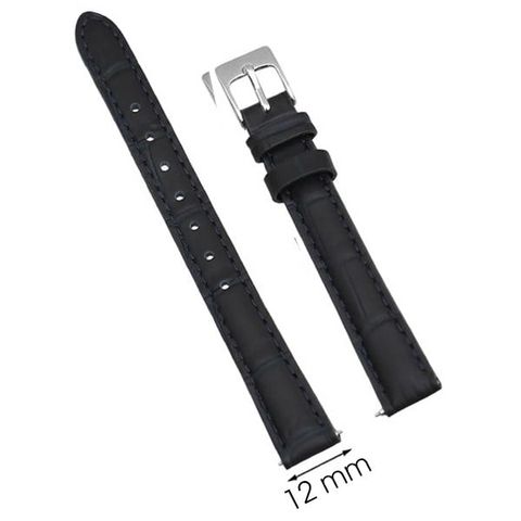 Dây da đồng hồ size 12mm Xanh Đậm L019-01-12
