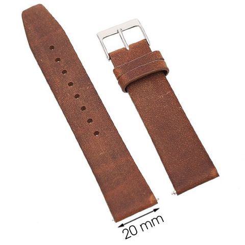 Dây da đồng hồ 20 mm nâu bò L013-05-20