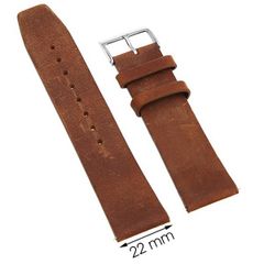  Dây da đồng hồ 22 mm nâu bò L013-06-22 