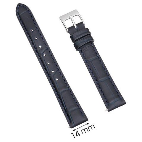 Dây da đồng hồ size 14mm Xanh Đậm L019-02-14