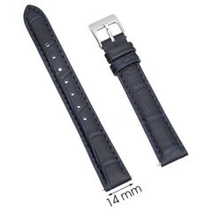  Dây da đồng hồ size 14mm Xanh Đậm L019-02-14 