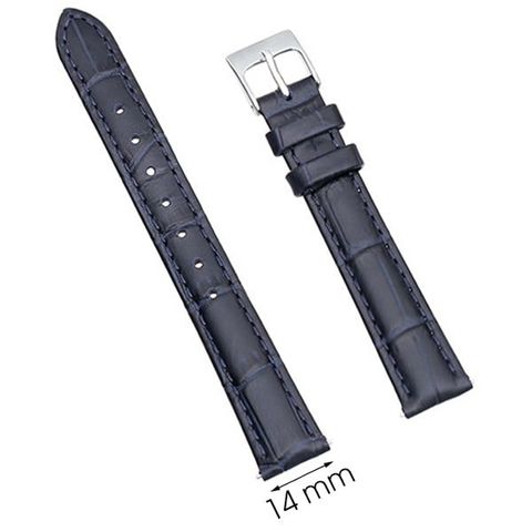 Dây da đồng hồ size 14mm Xanh Đậm L003-02-14