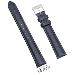  Dây da đồng hồ size 14mm Xanh Đậm L003-02-14 
