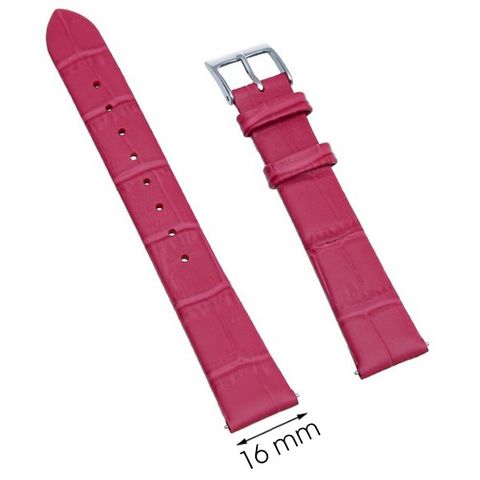 Dây da đồng hồ size 16mm Hồng Đậm L007-03-16
