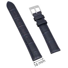  Dây da đồng hồ size 16mm Xanh Đậm L003-03-16 