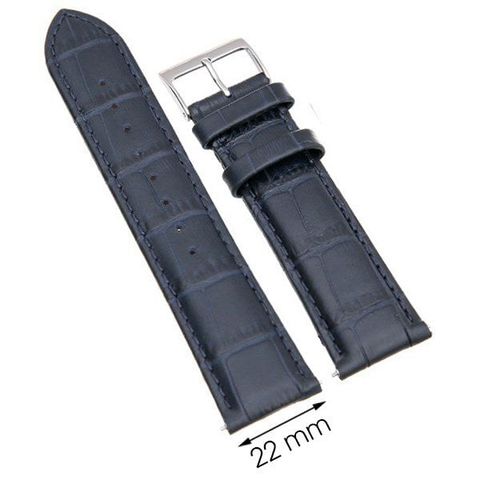 Dây da đồng hồ 22 mm xanh dương L003-06-22