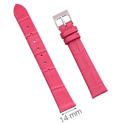 Dây da đồng hồ size 14mm Hồng Đậm L007-02-14