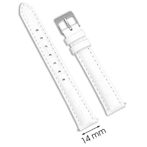 Dây da đồng hồ size 14mm Trắng L009-02-14