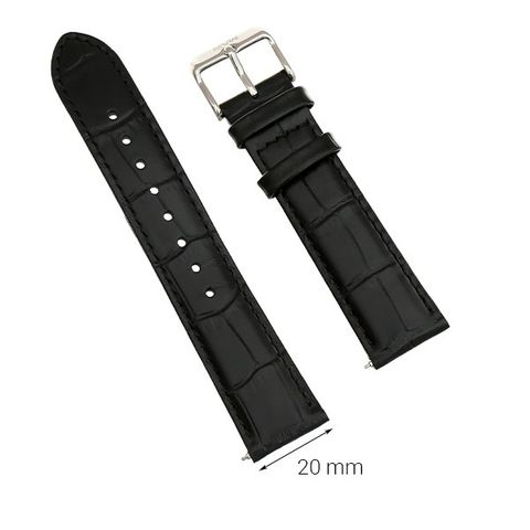 Dây da đồng hồ size 20mm Đen L023-01