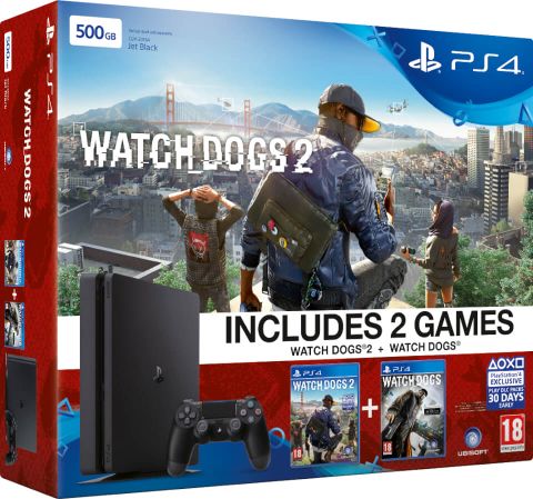 Sony Playstation 4 Slim 500Gb - Watch Dogs + Watch Dogs 2
