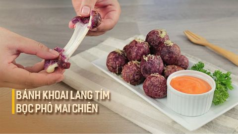 2 Cách làm bánh khoai lang tím bọc phô mai tan chảy cực hấp dẫn