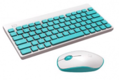  Keyboard + Mouse mini FD - Không Dây (trắng+xanh) 
