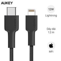  Cáp C - Lightning MFI 1.2 m AUKEY CB-CL1 Đen 