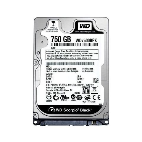 Hdd Wd 2.5 750gb Black Sata 6gb/s 7200rpm 16mb 7mm