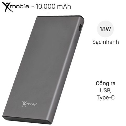 Pin sạc dự phòng Polymer 10.000 mAh Xmobile Atela 10 Nhôm Xám