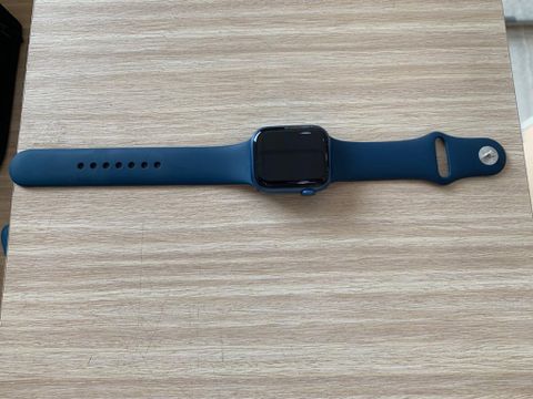 Apple Watch Series 7 GPS, 41mm Blue Aluminium Case with Abyss Blue Sport Band - Regular (MKN13VN/A)