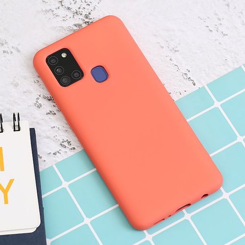 Ốp lưng Galaxy A21s Nhựa dẻo Artifical silicon MEEKER Hồng mẫu đơn