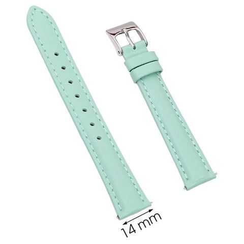 Dây da đồng hồ 14 mm xanh lá L004-02-14